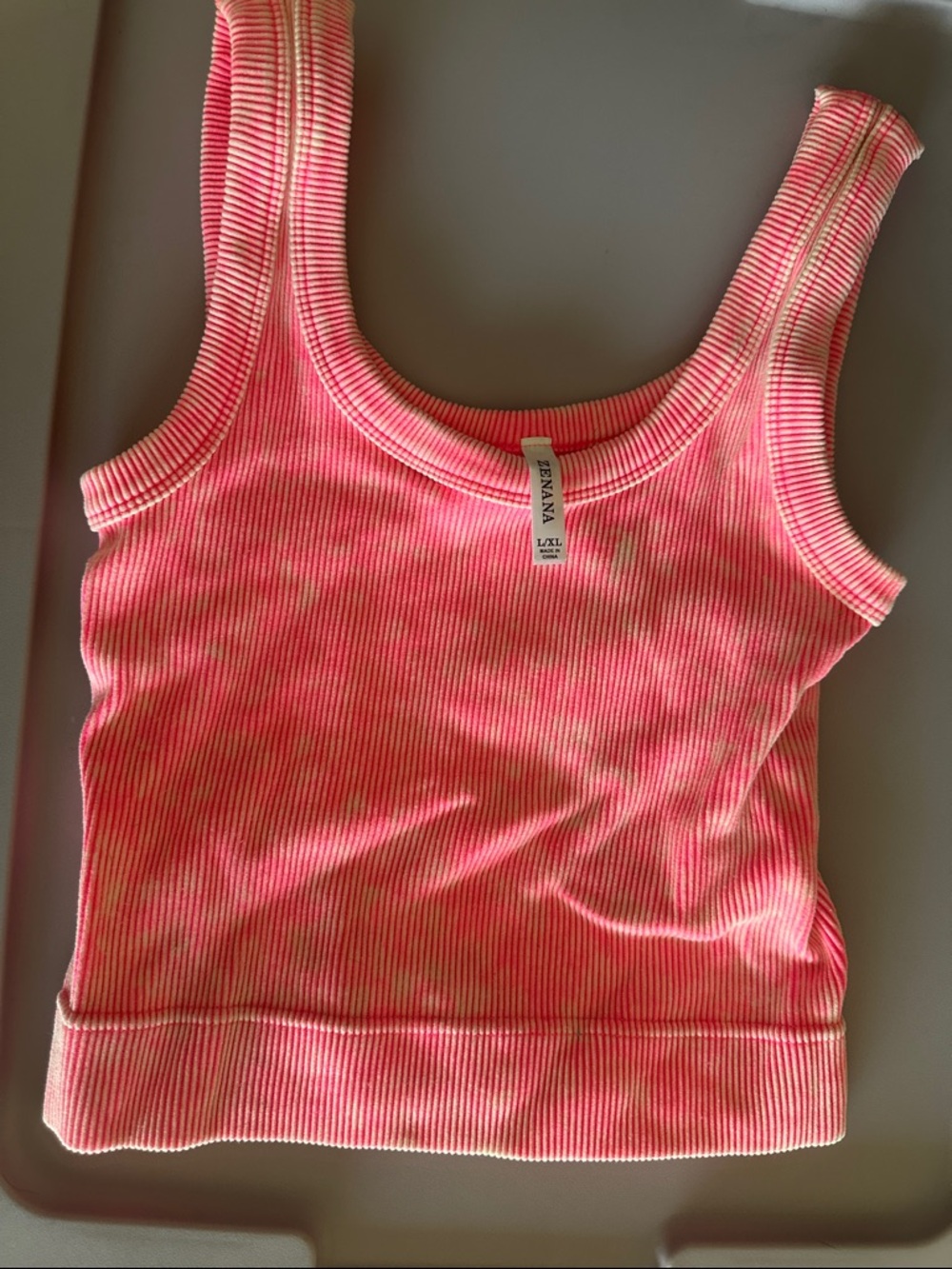 Zenana Outfitters Pink Ribbed Tank Top